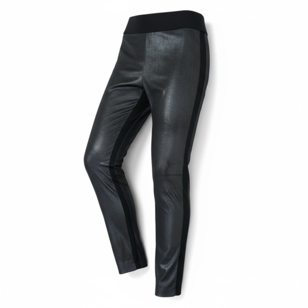 CLUB MONACO ✘ Coated Front Faux Leather Ponte Leggings Black Textured Stretch, 0